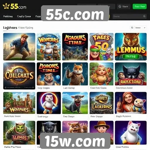 Análise da oferta de jogos no site 55c.com